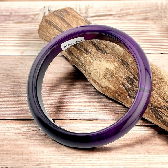 Flashy Natural Agate Chalcedony 65mm Hand Carved Purple Bangle Gemstone … - Picture 1 of 4